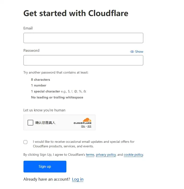 Cloudflare注册页面