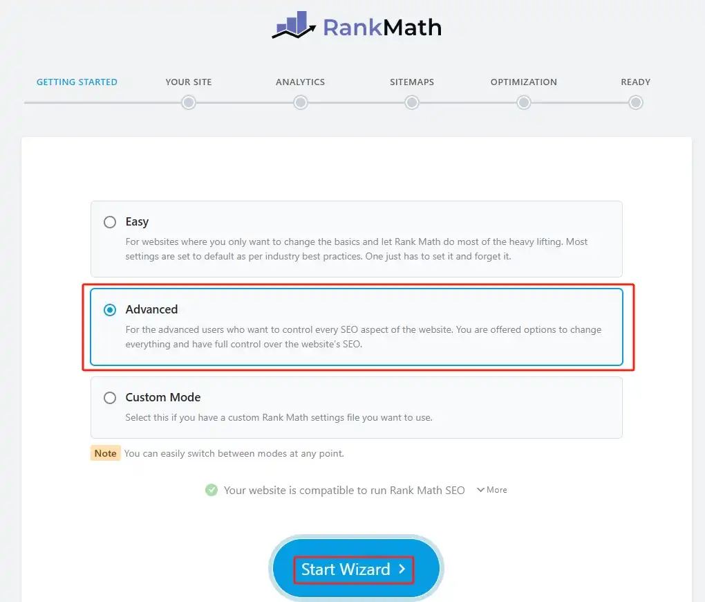 Rank Math Setup Wizard 设置向导页面