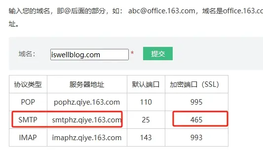 檢索網易企業郵件信箱SMTP伺服器位址及連接埠