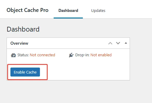 配置後點選Enable Cache啟動Redis Cache Pro