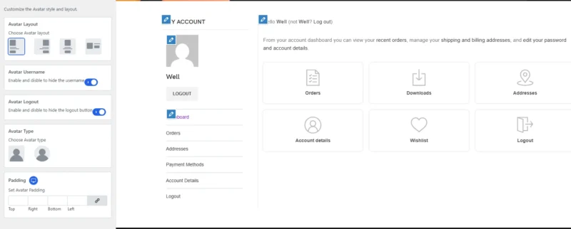 - Well建站 | 唯二建站 Customize My Account for WooCommerce 插件截图2