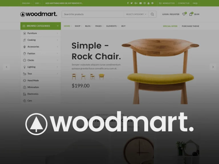 WoodMart 主題安裝設定教學課程，包含伺服器設定需求、子主題安裝、範本安裝等步驟