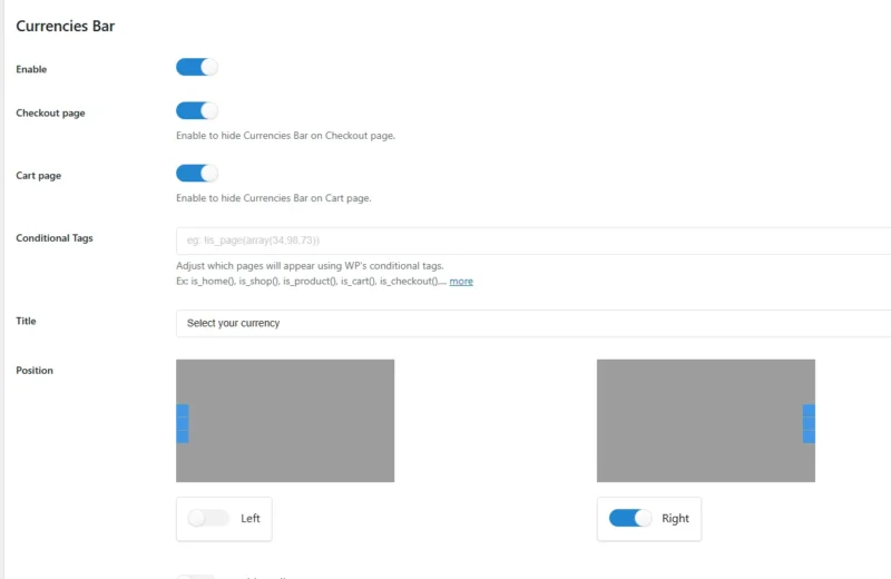 - Well建站 | 唯二建站 CURCY – WooCommerce Multi Currency Premium 插件截图 - 显示设置