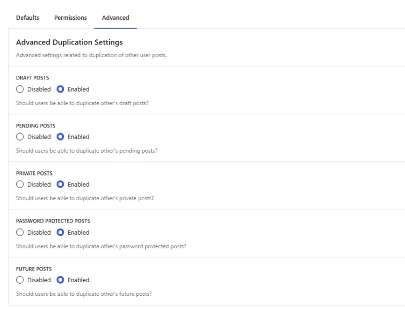 Post Duplicator 進階設置